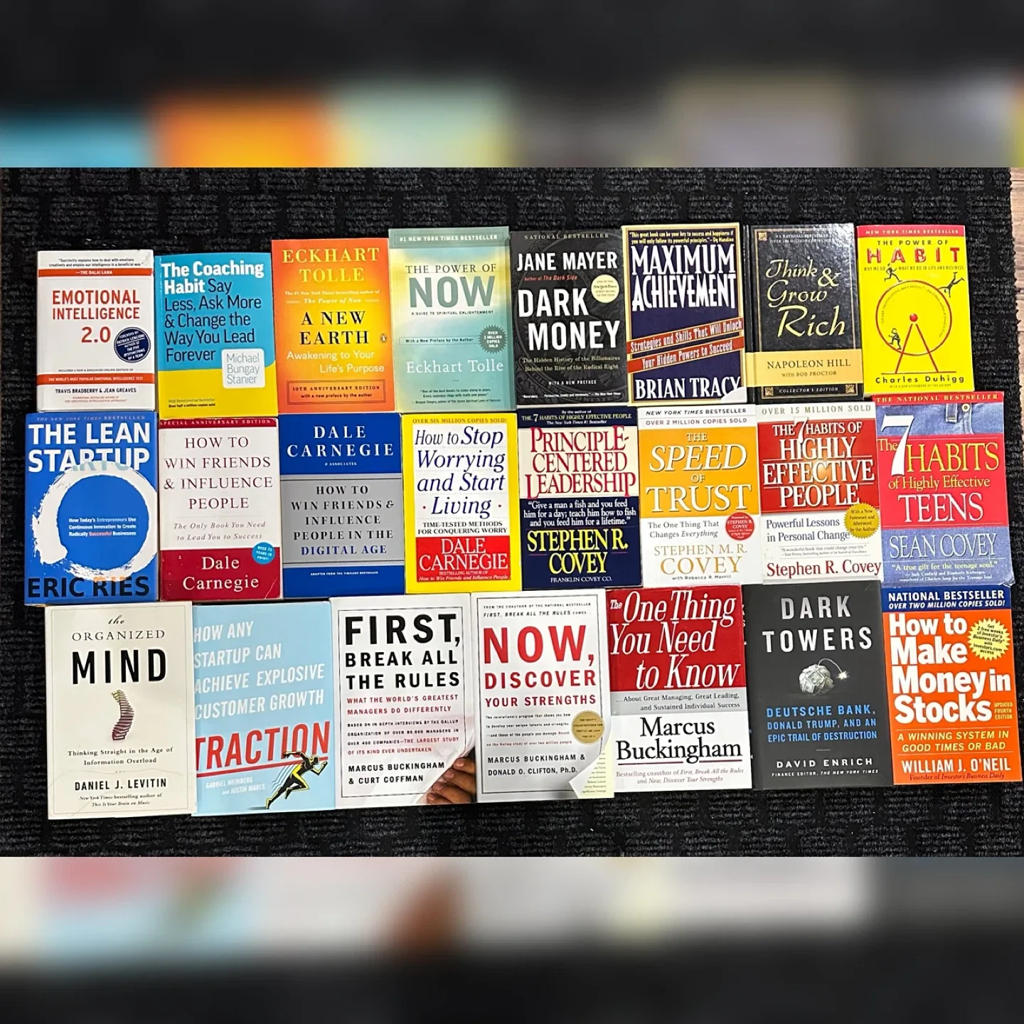 Power of now, How to win friends, Power of habits, 7 habits,…