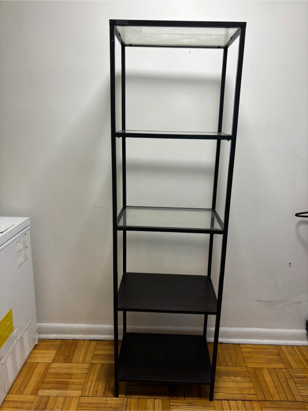 Black Metal & Glass Shelf Unit