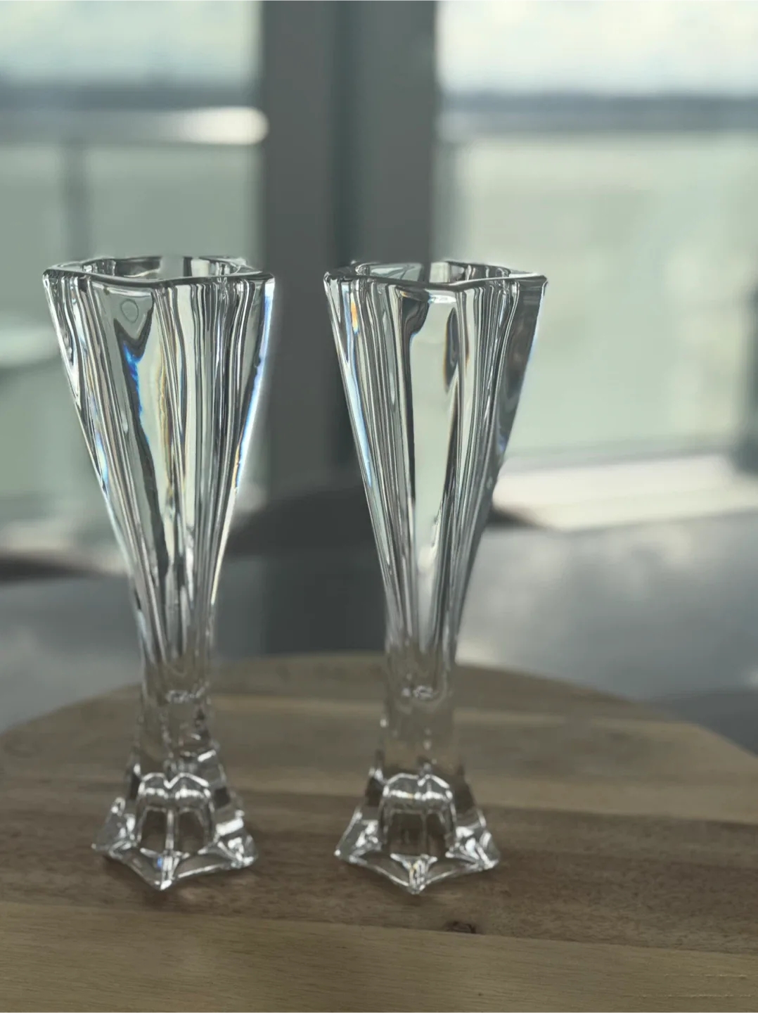 2 Elegant Crystal Candlestick Holders#cleanout image indicator(2)