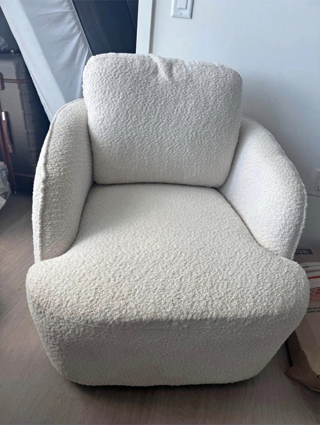 Boucle Fabric Upholstered Swivel Barrel Armchair image indicator(2)