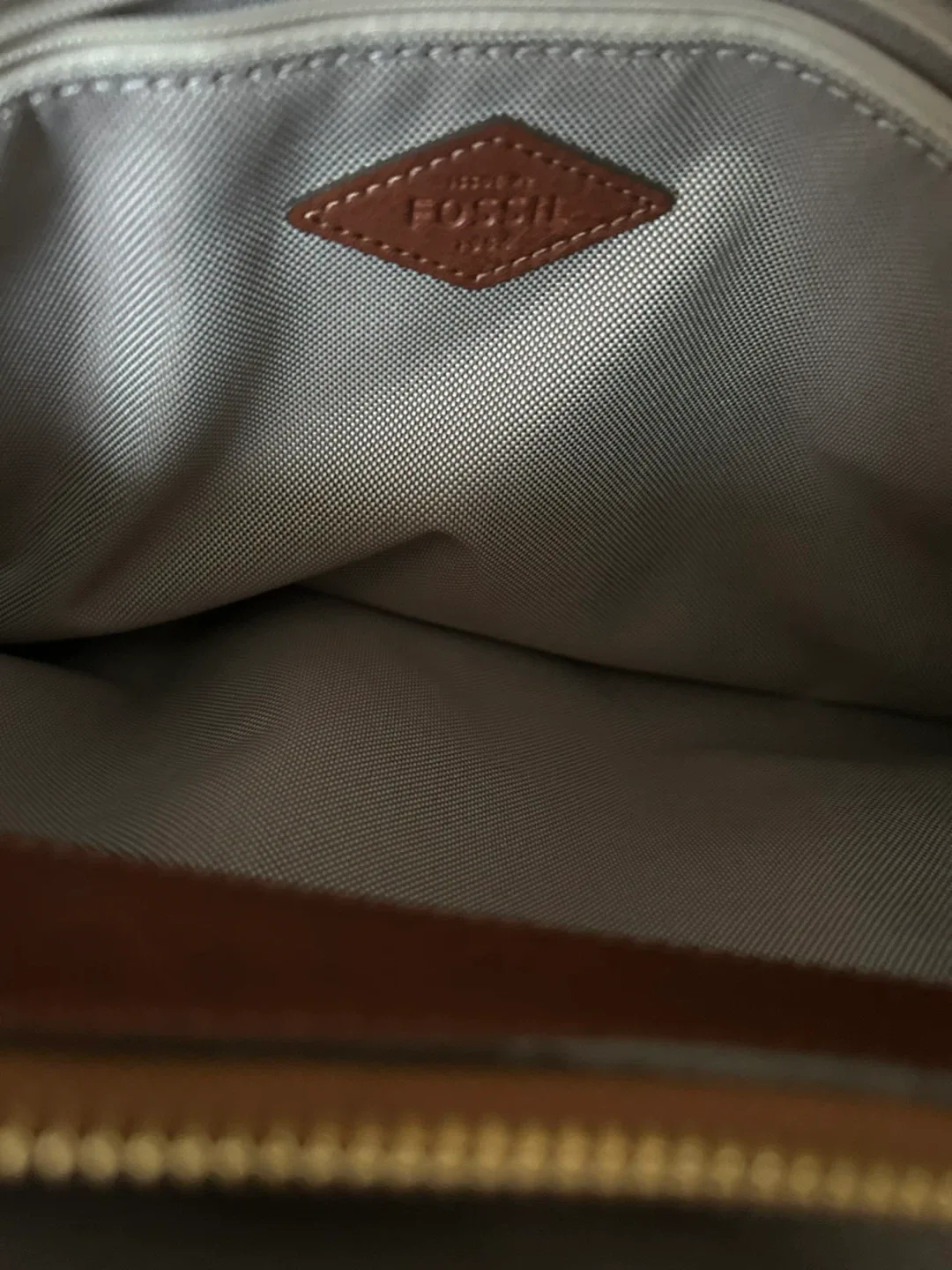 Fossil Brown Leather Embossed Satchel image indicator(4)