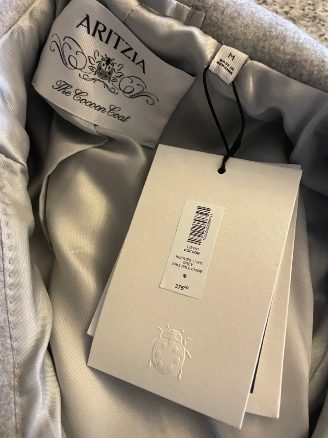 Aritzia The Cocoon Coat - Heather Light Grey - Size M image indicator(4)