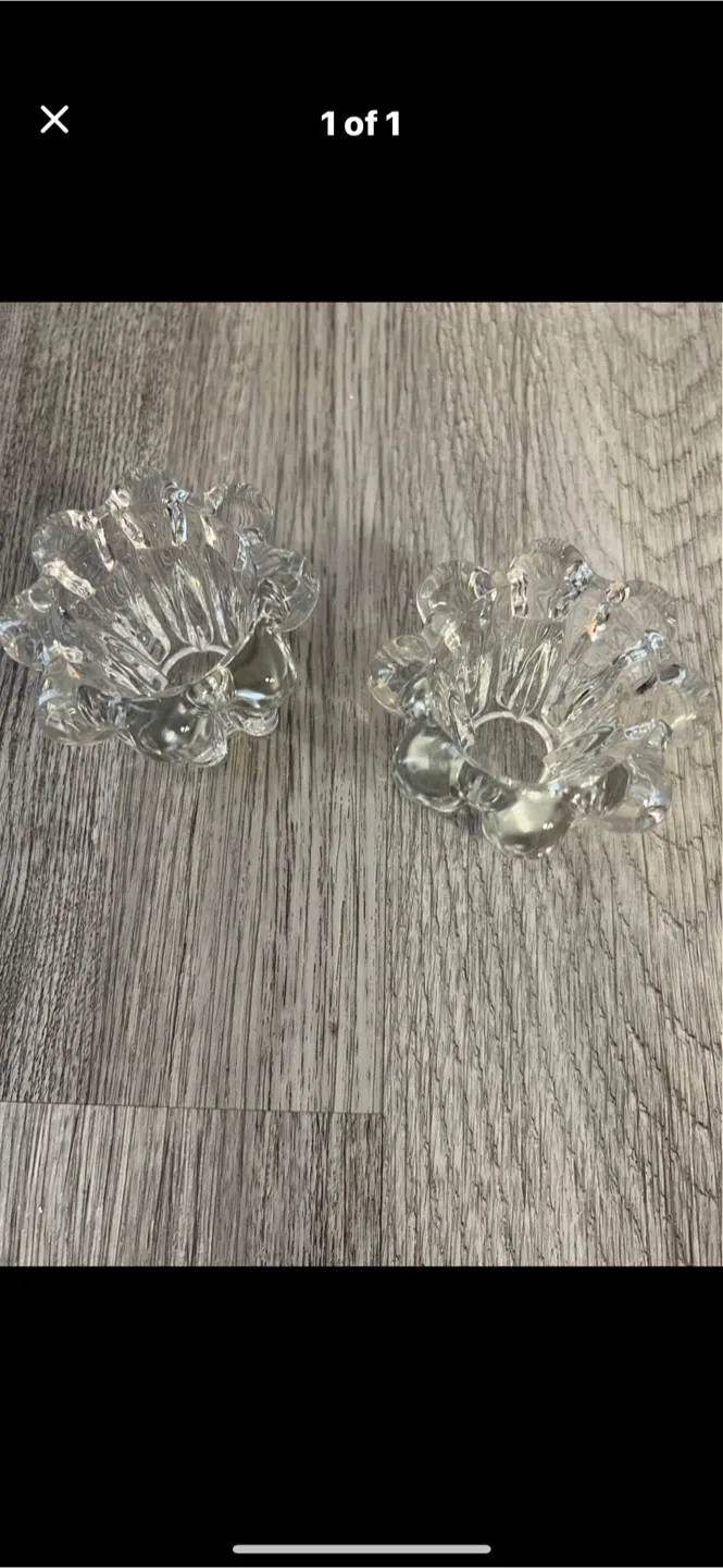 Clear Glass Flower Candle Holders