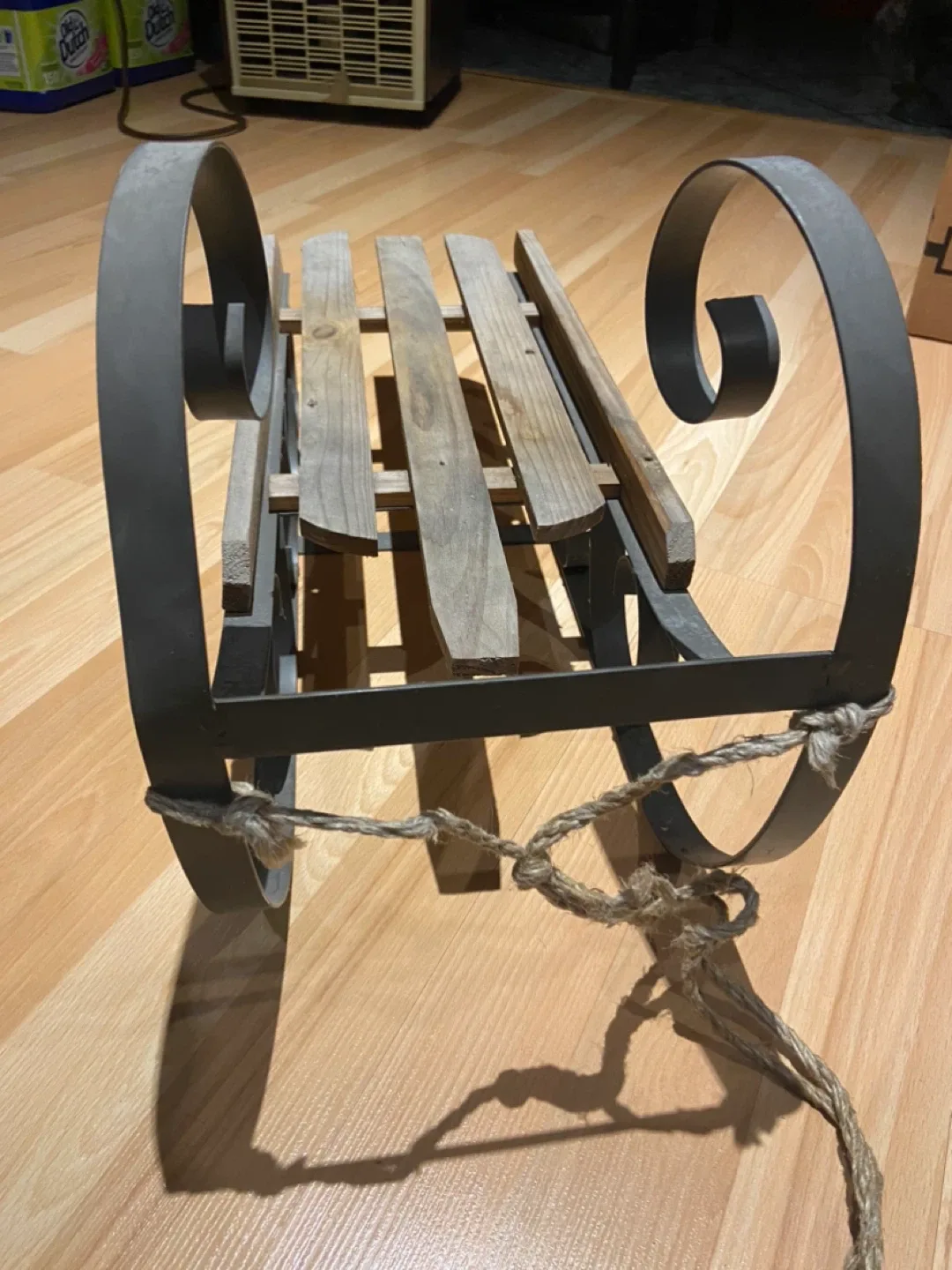 Vintage Wooden Sled with Metal Frame image indicator(5)