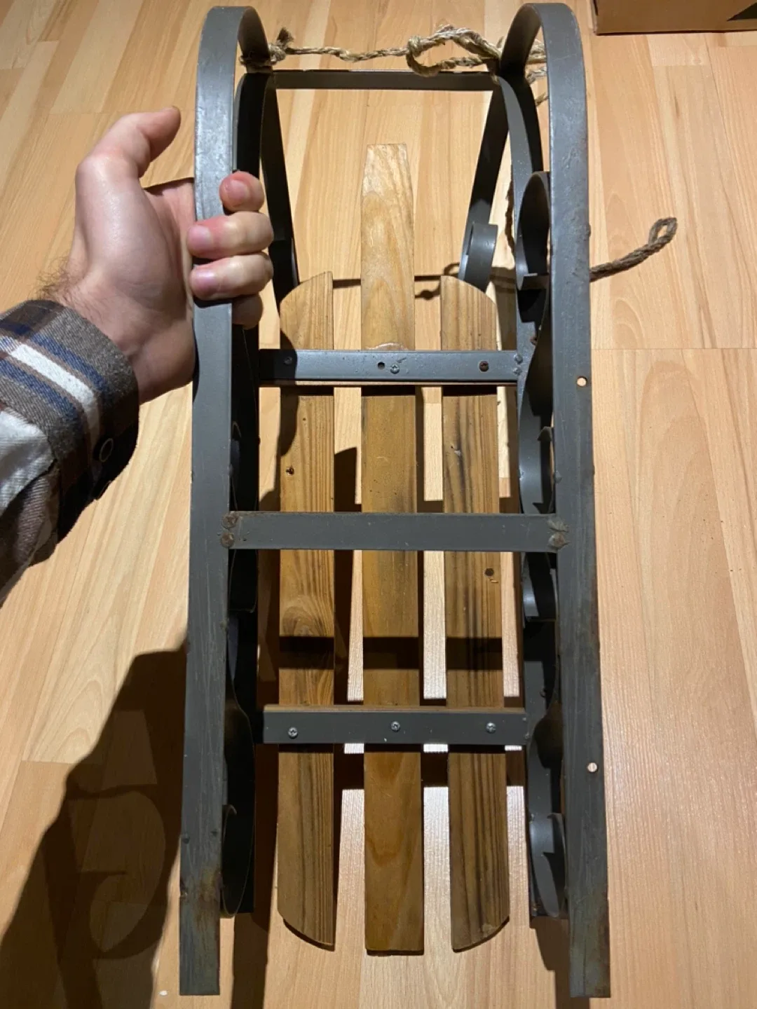 Vintage Wooden Sled with Metal Frame image indicator(7)