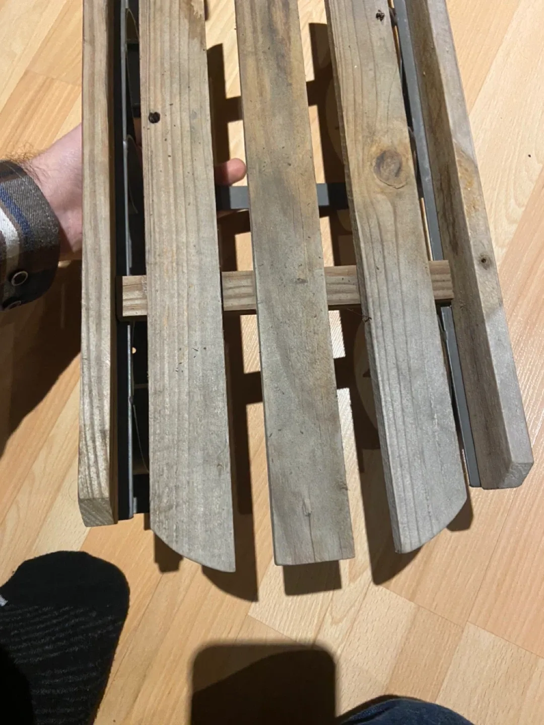 Vintage Wooden Sled with Metal Frame image indicator(10)