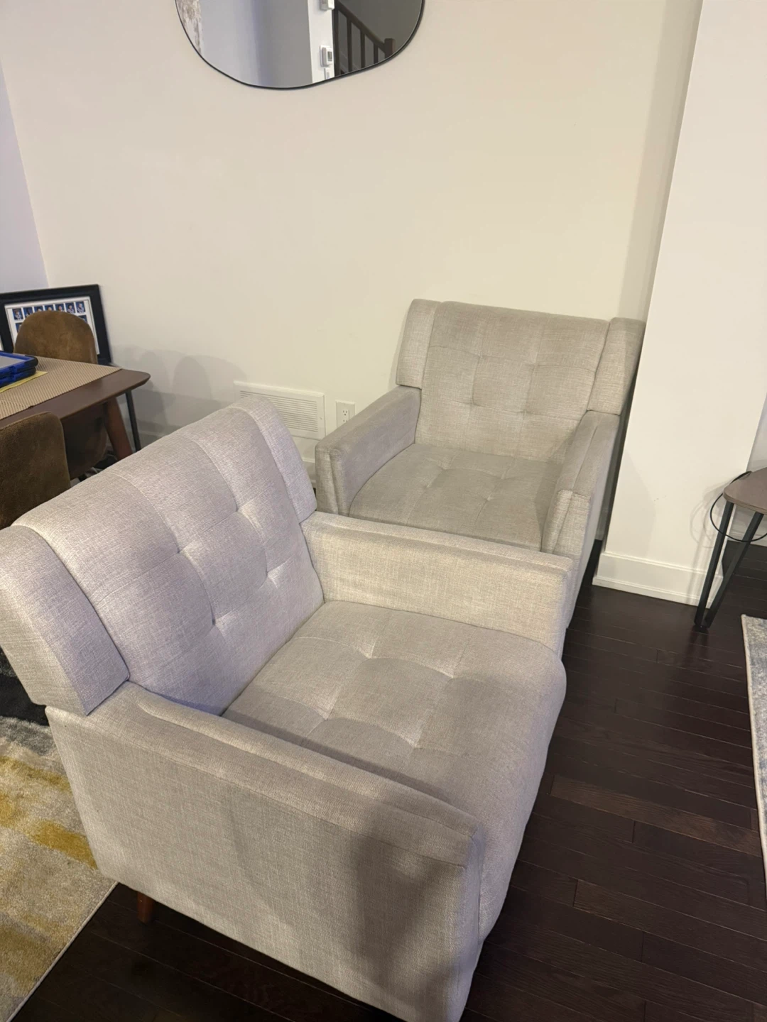 Two Beige Armchairs
