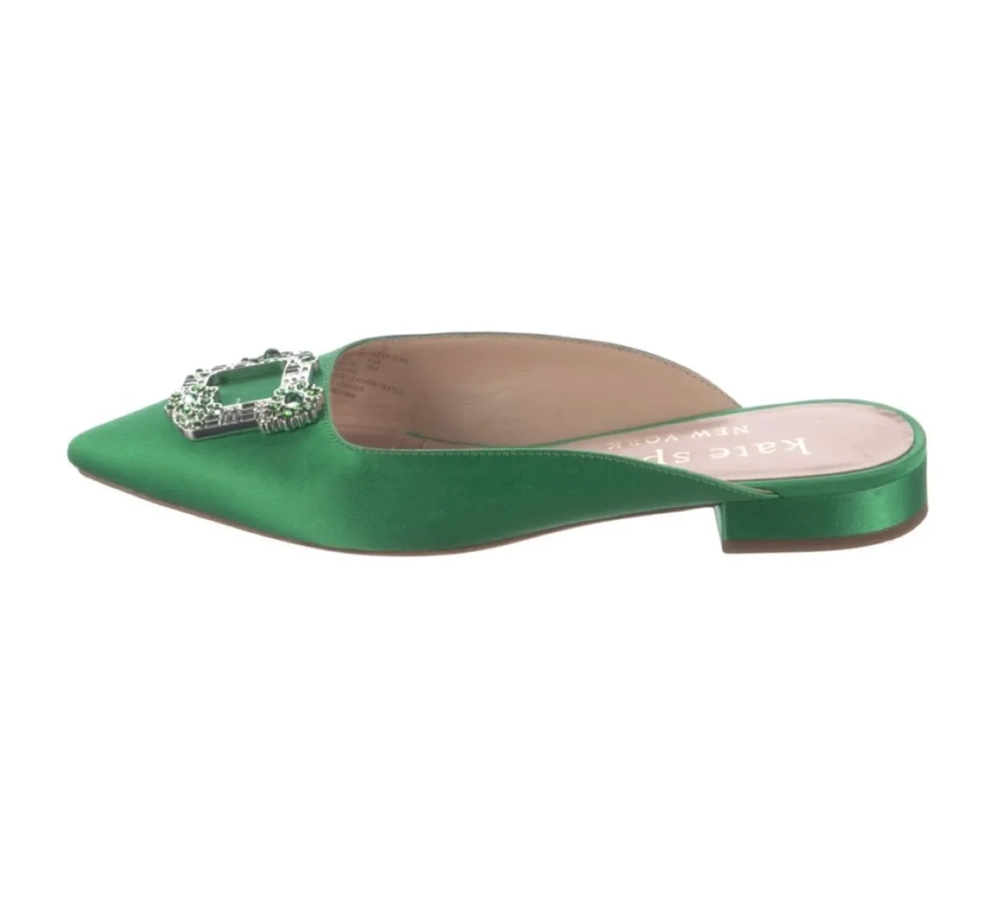 Kate Spade Kelly Emerald Green Buckle Up Slide Flats size 7 image indicator(2)