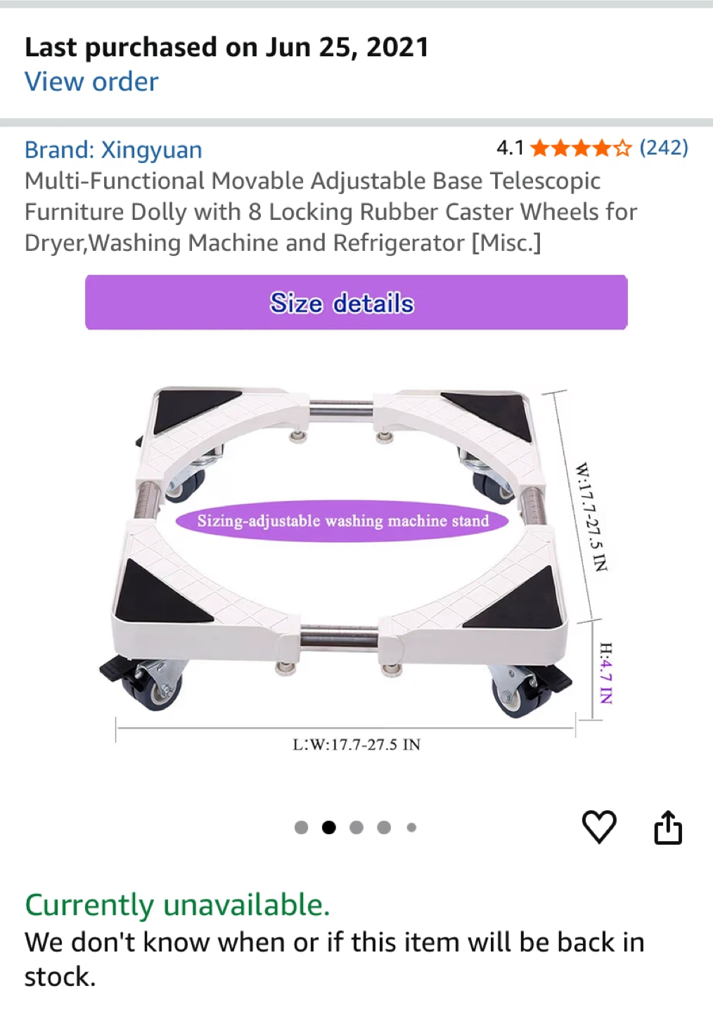Xingyuan Adjustable Base Telescopic Furniture Dolly - photo 3