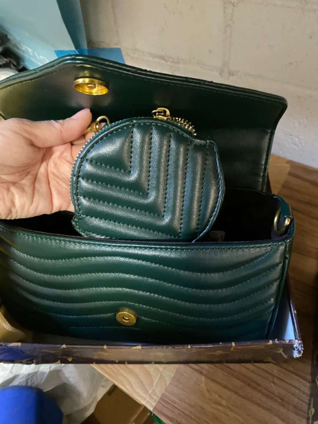 Louis Vuitton Green Leather Shoulder Bag