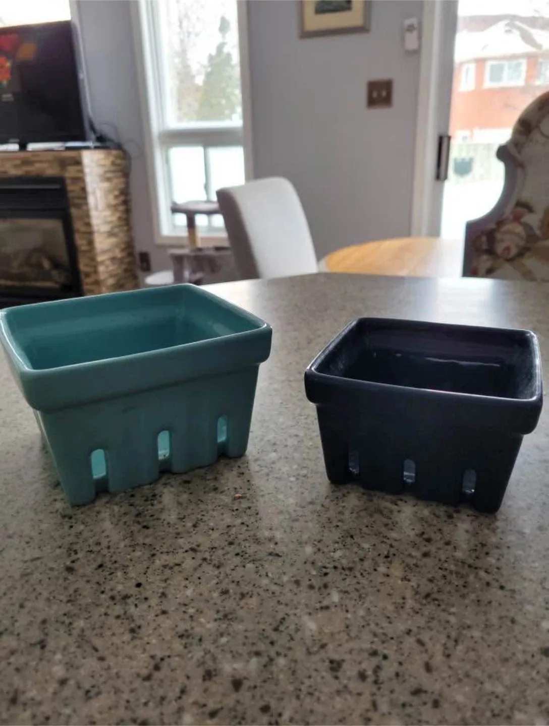 Two Decorative Berry Baskets - Blue and Black