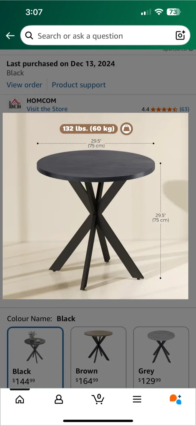HOMCOM Black Round Dining Table image indicator(3)