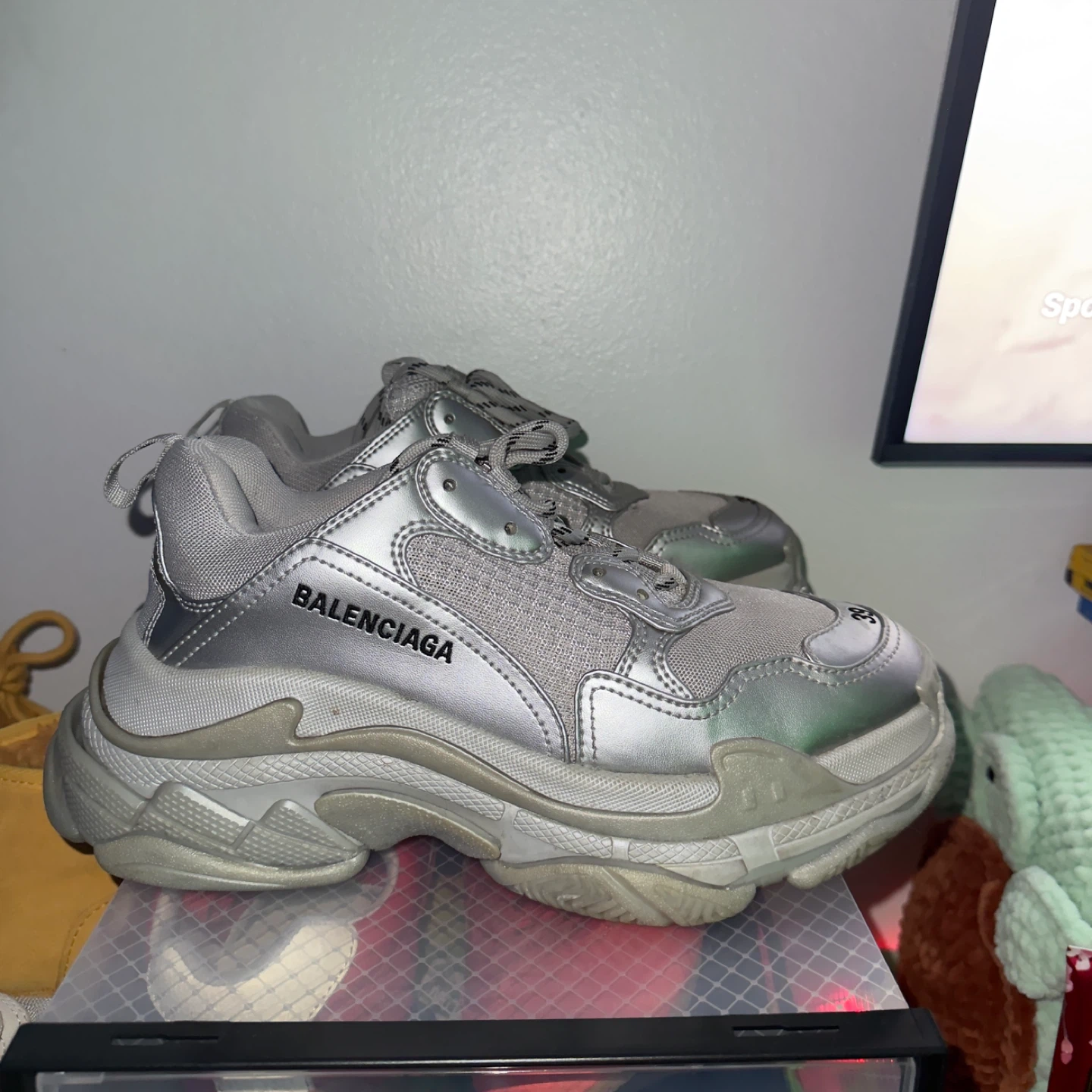 Balenciaga Triple S Sneakers - Silver - Size 39 - photo 4