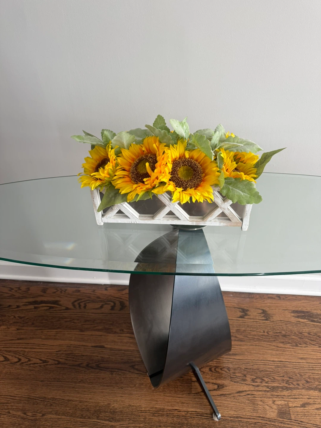Sunflower Arrangement in White Wooden Box