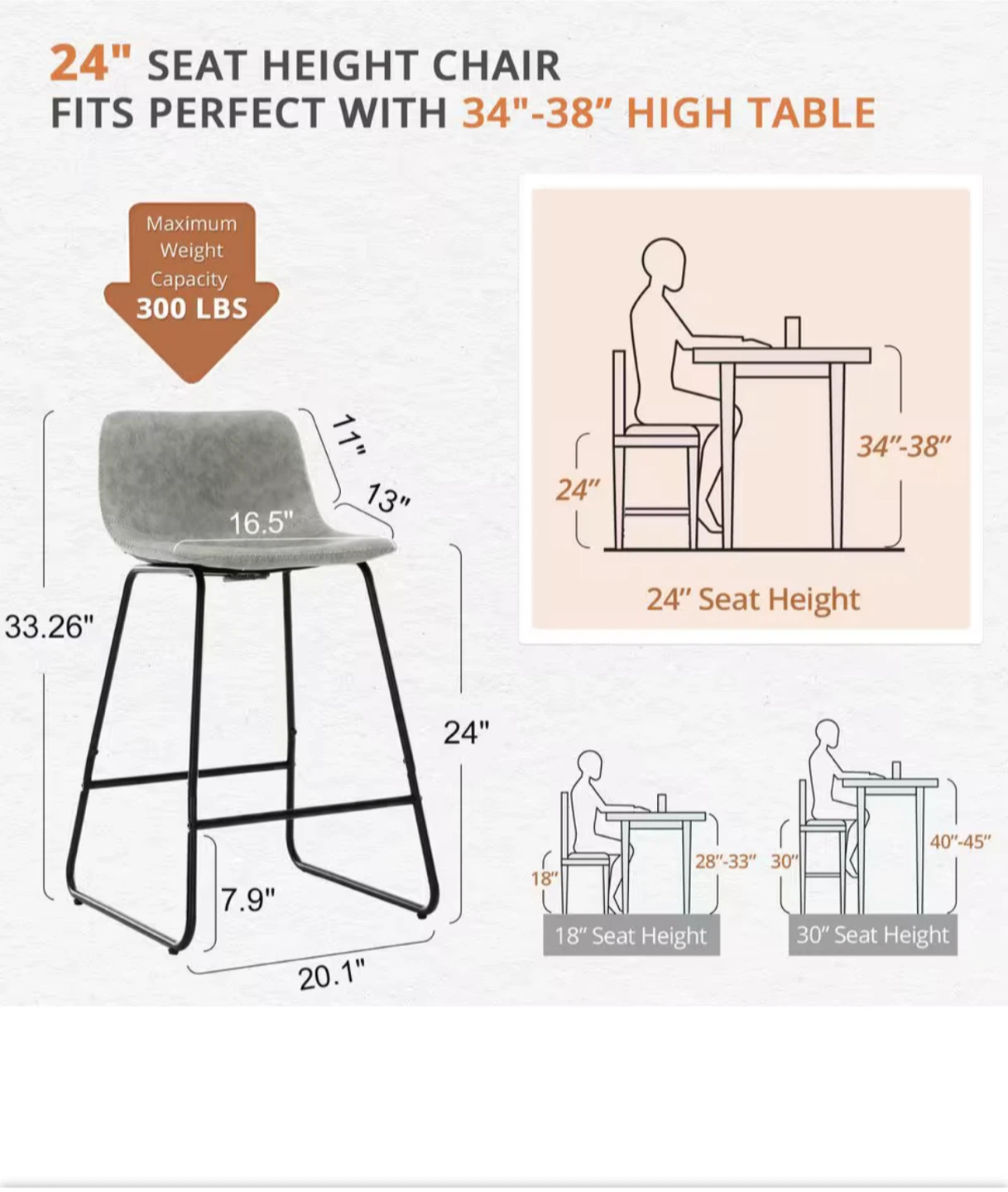 Set of 2 Gray Bar Stools - photo 3