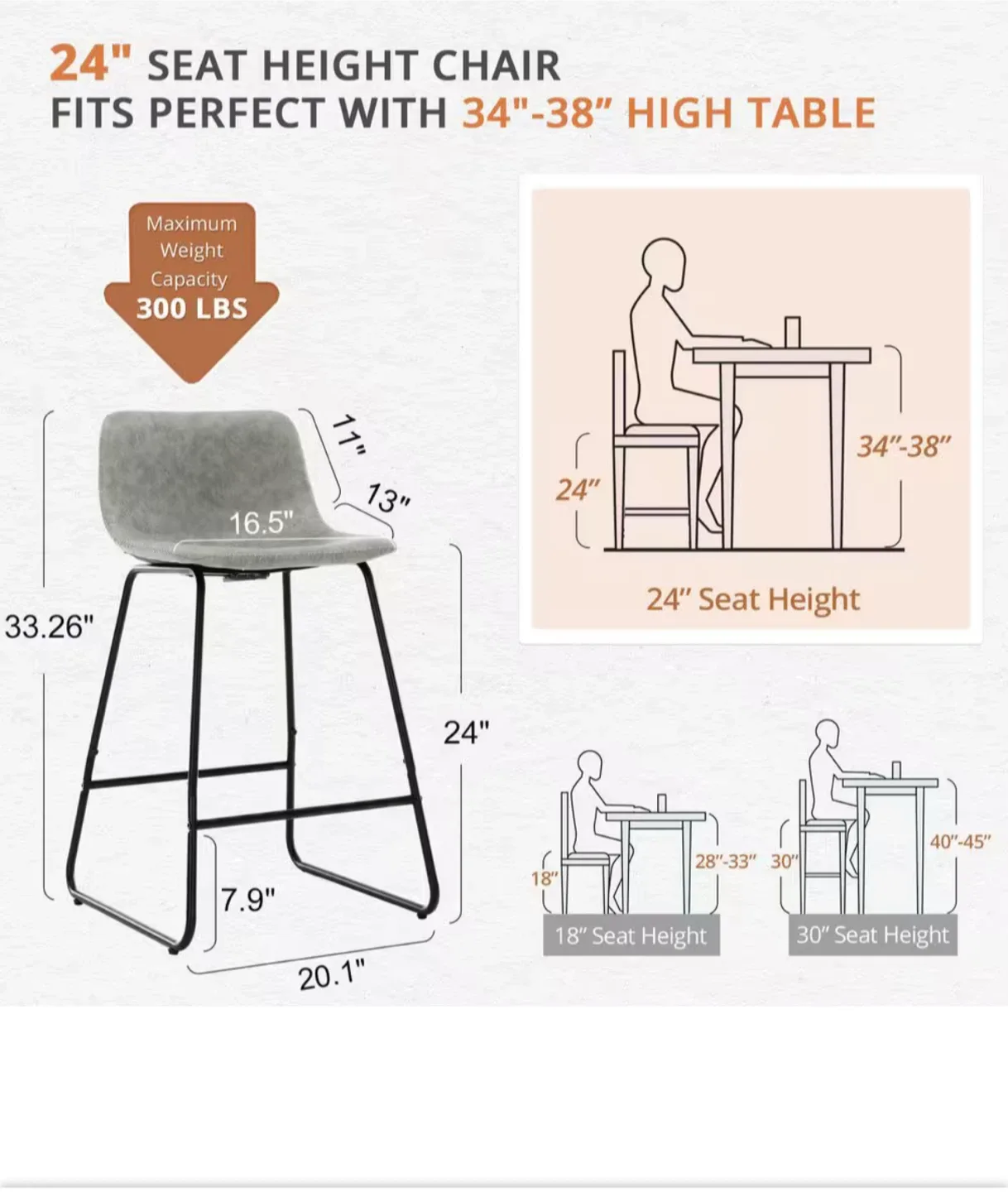 Set of 2 Gray Bar Stools image indicator(3)