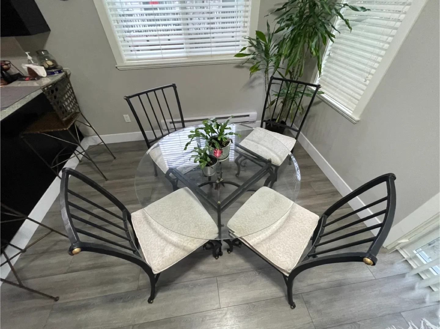 Glass Top Dining Table with 4 Chairs