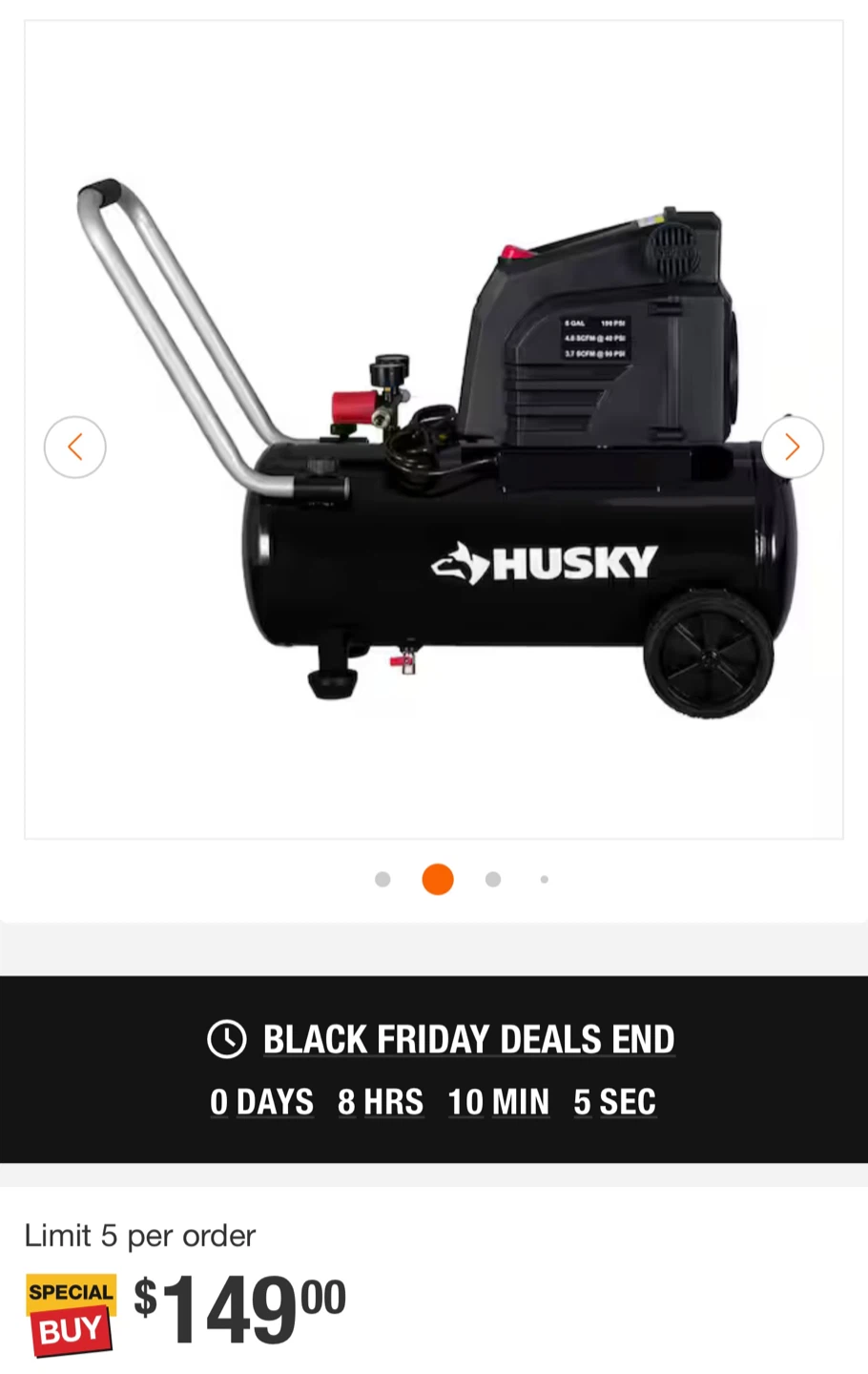 New Husky 8 Gal Air Compressor 150 PSI - photo 3