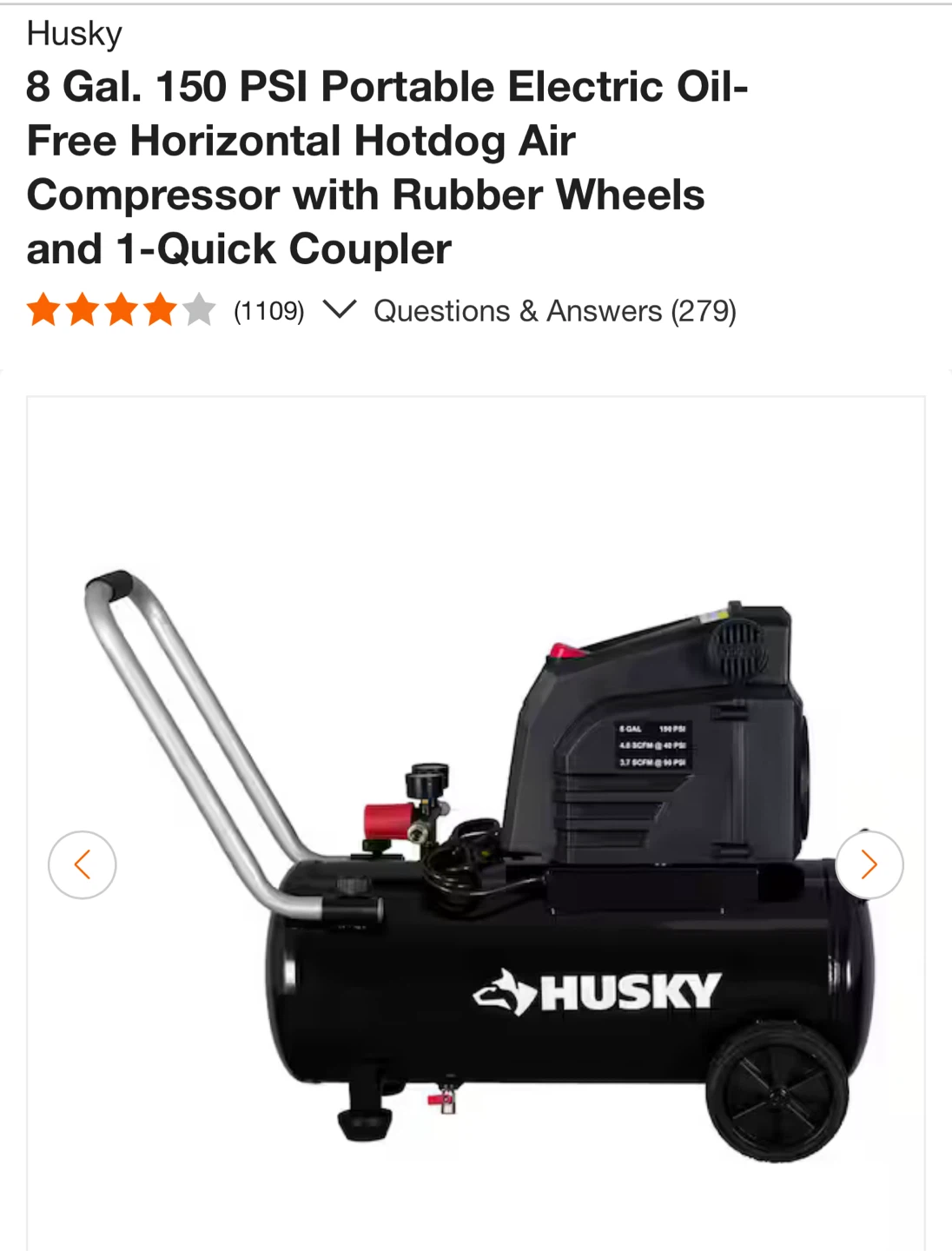 New Husky 8 Gal Air Compressor 150 PSI - photo 2