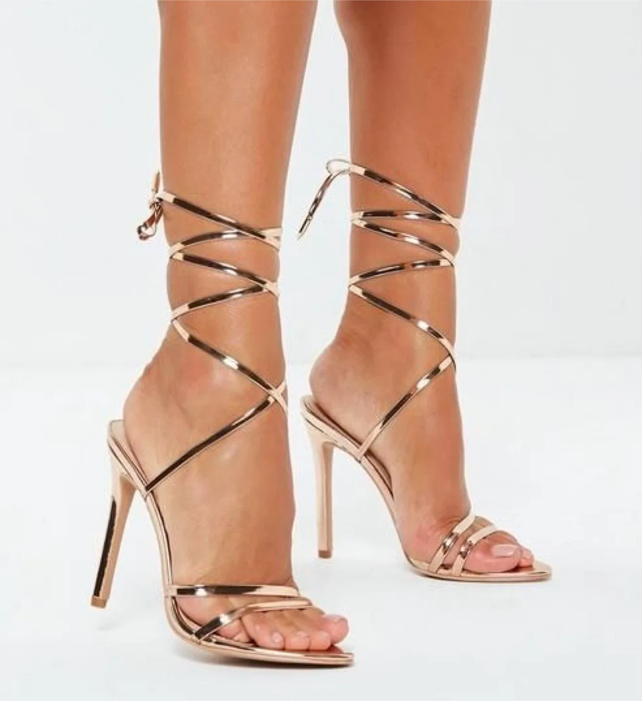 Misguided Gold Pointed Toe Barely There Heels #Cleanout