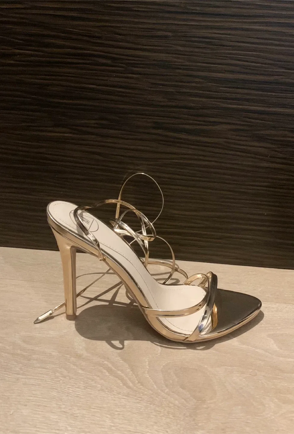 Misguided Gold Pointed Toe Barely There Heels #Cleanout image indicator(3)