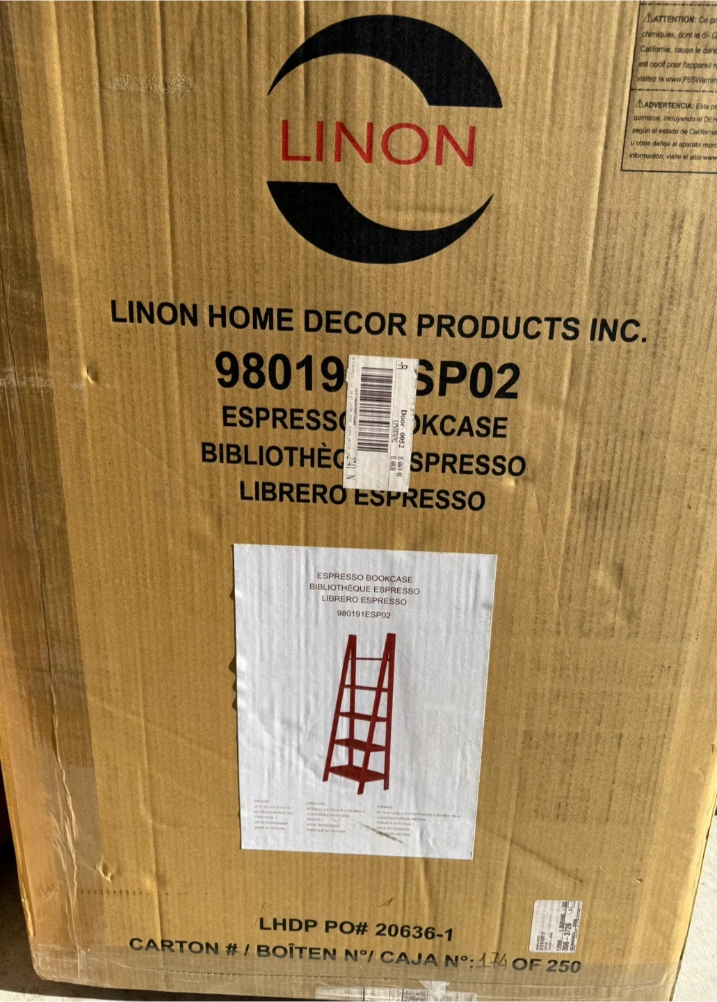 LINON Espresso Bookcase -  New!