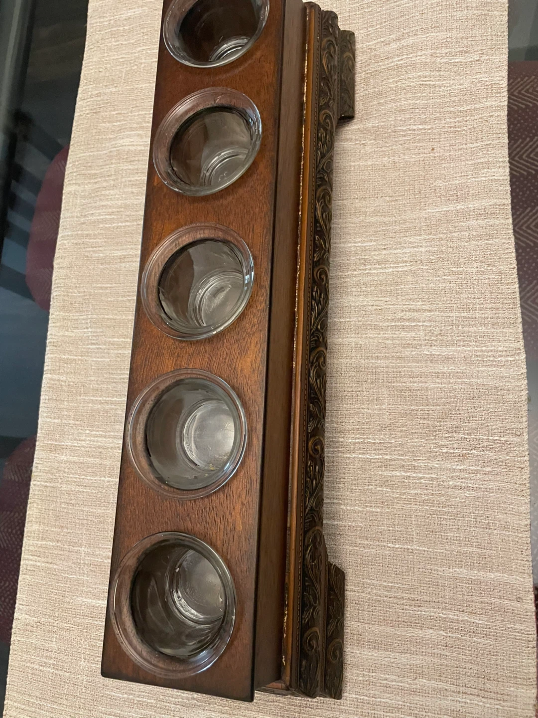 Wooden Candle Holder with 5 Glass Inserts - photo 3