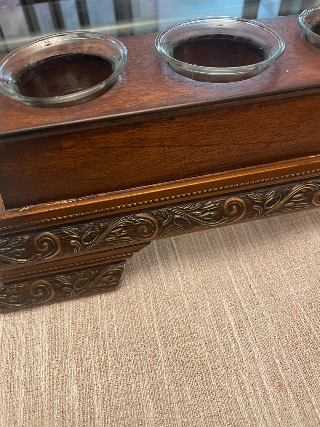 Wooden Candle Holder with 5 Glass Inserts - photo 2