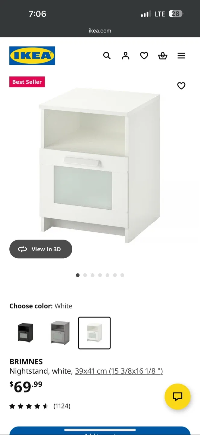 IKEA Brimnes White Nightstand image indicator(5)
