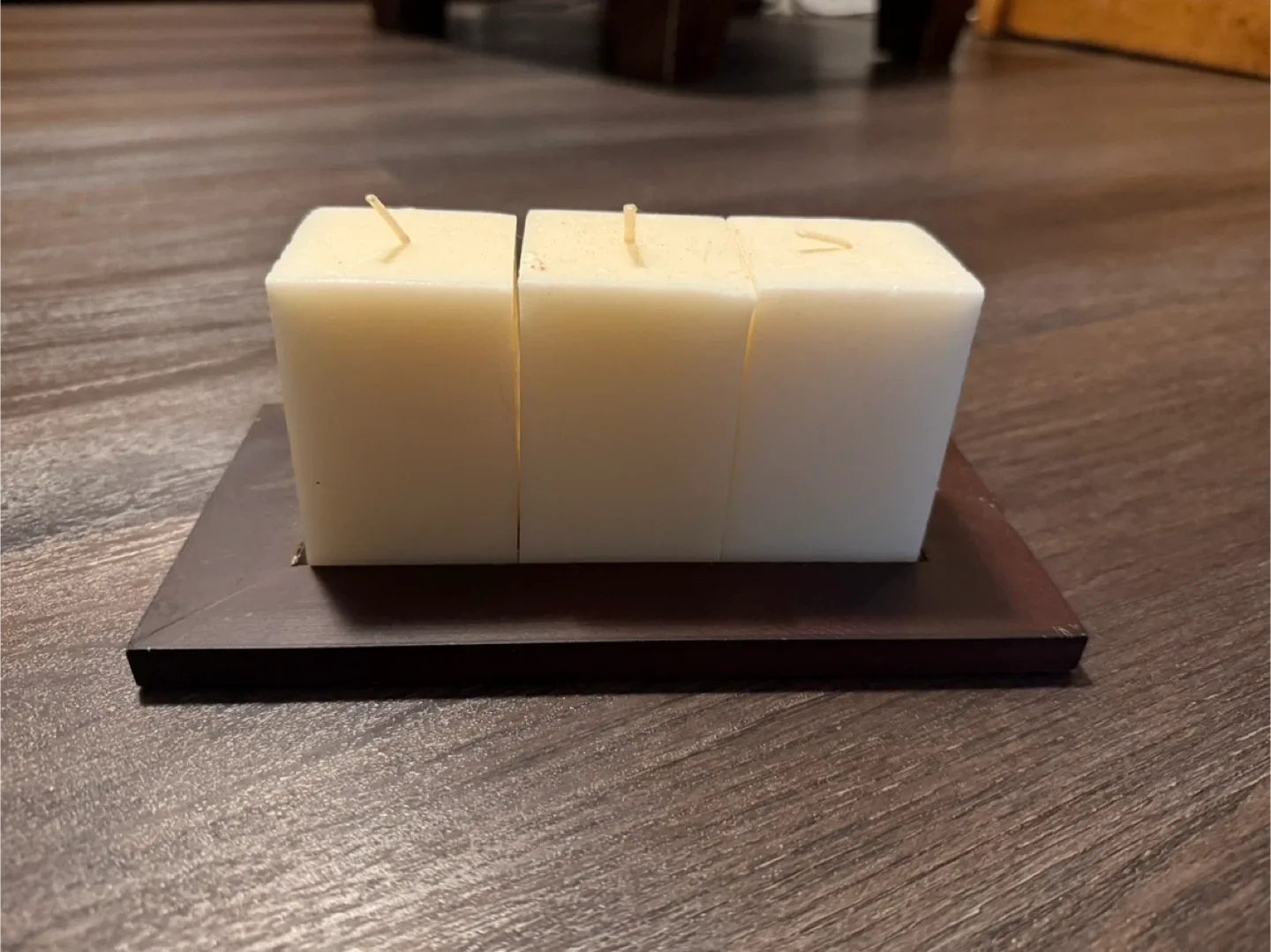 Cream Block Candle Set