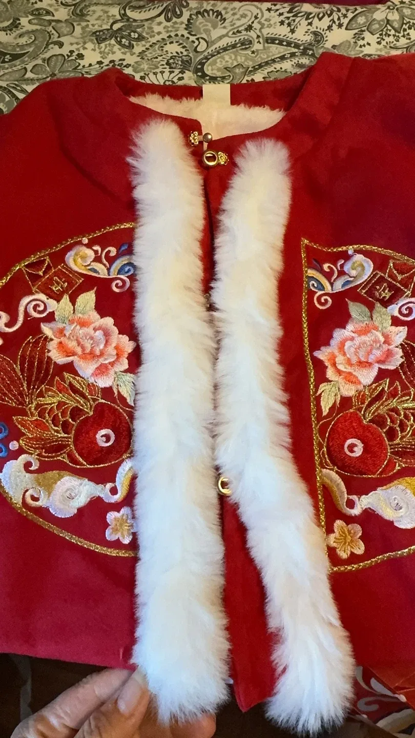 Red Embroidered Chinese Style Jacket Toddler 7-8T image indicator(2)
