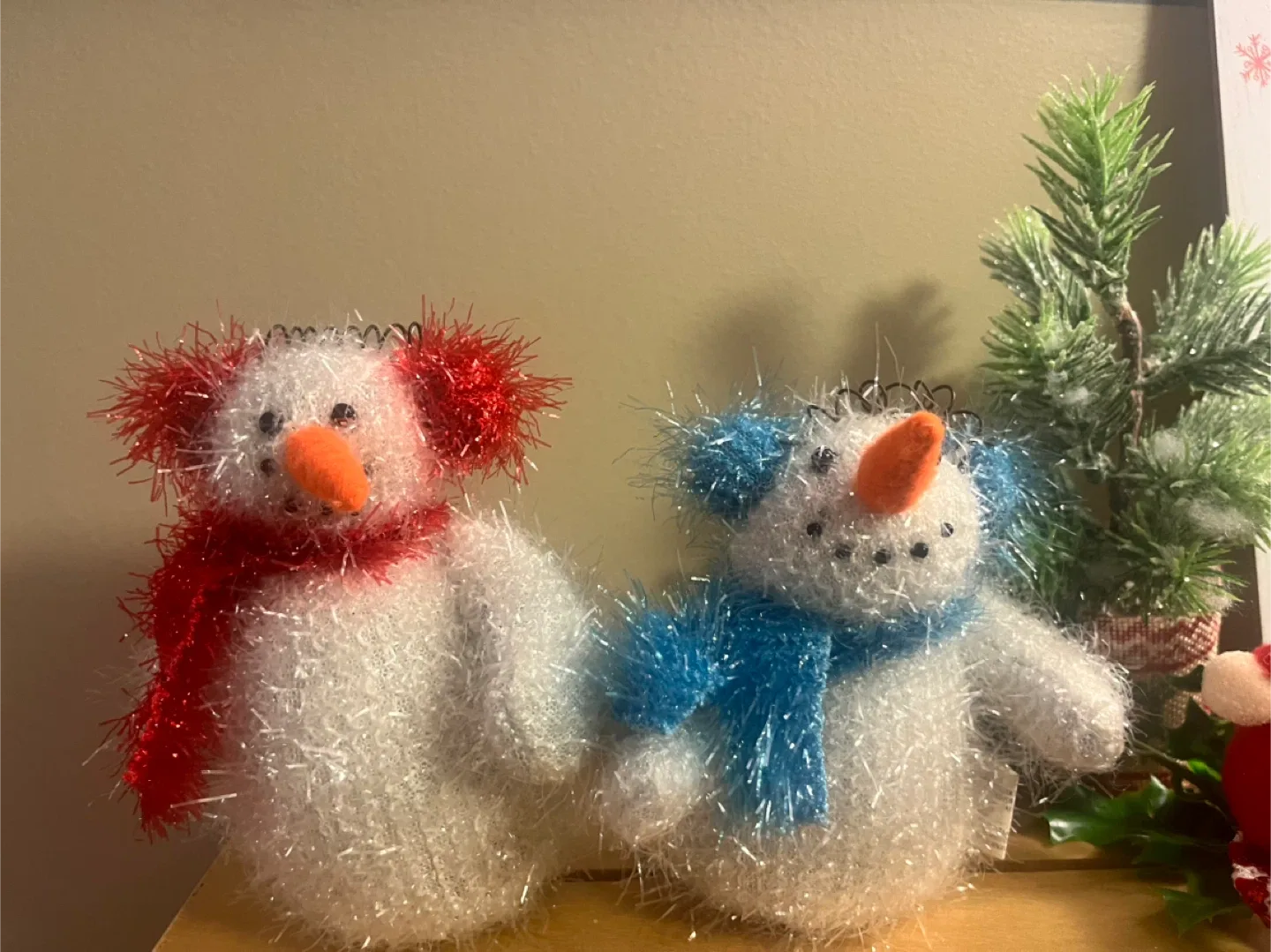 #Cleanout - Two Handmade Snowman Figurines