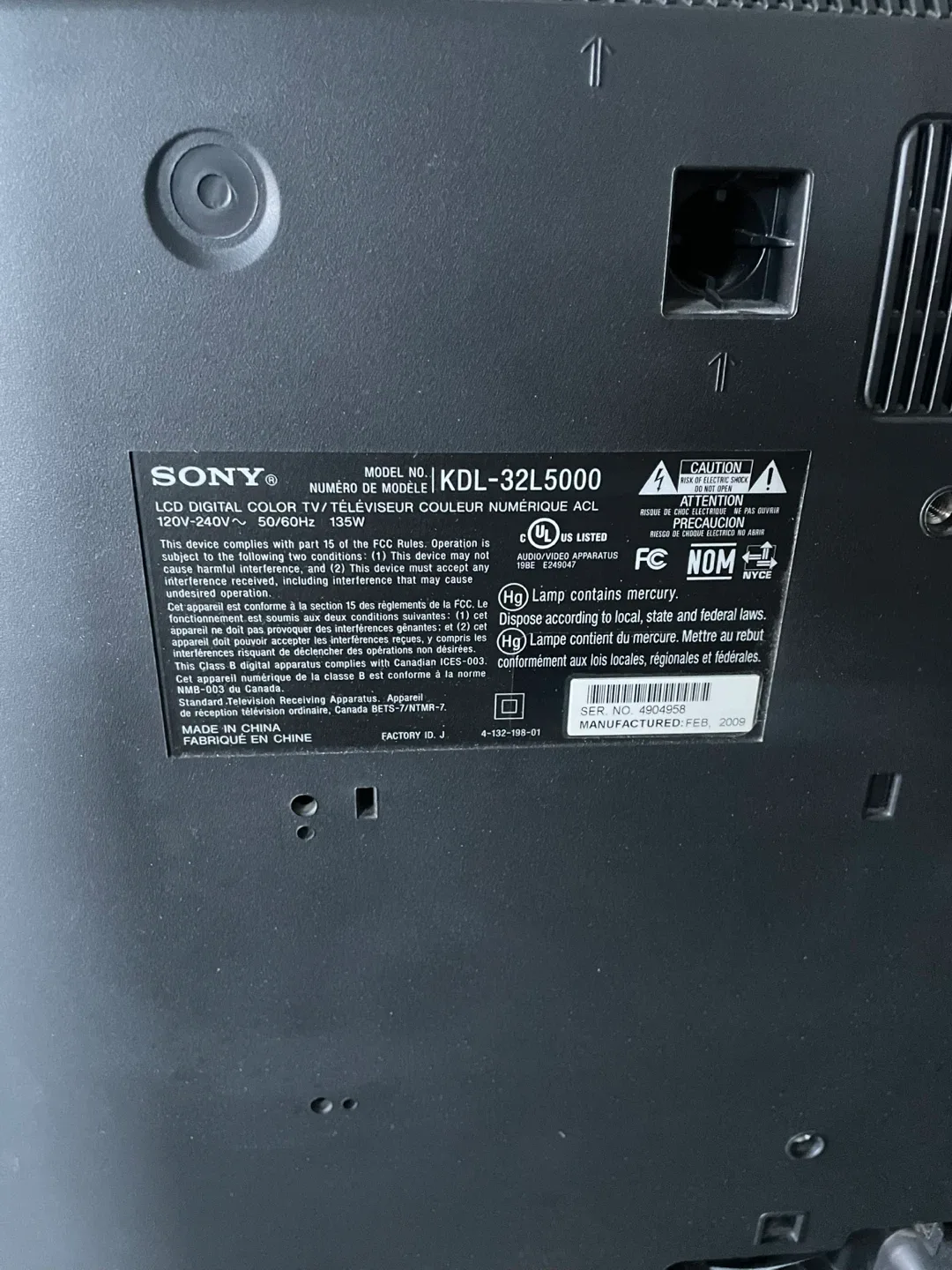 Sony 32" TV image indicator(4)