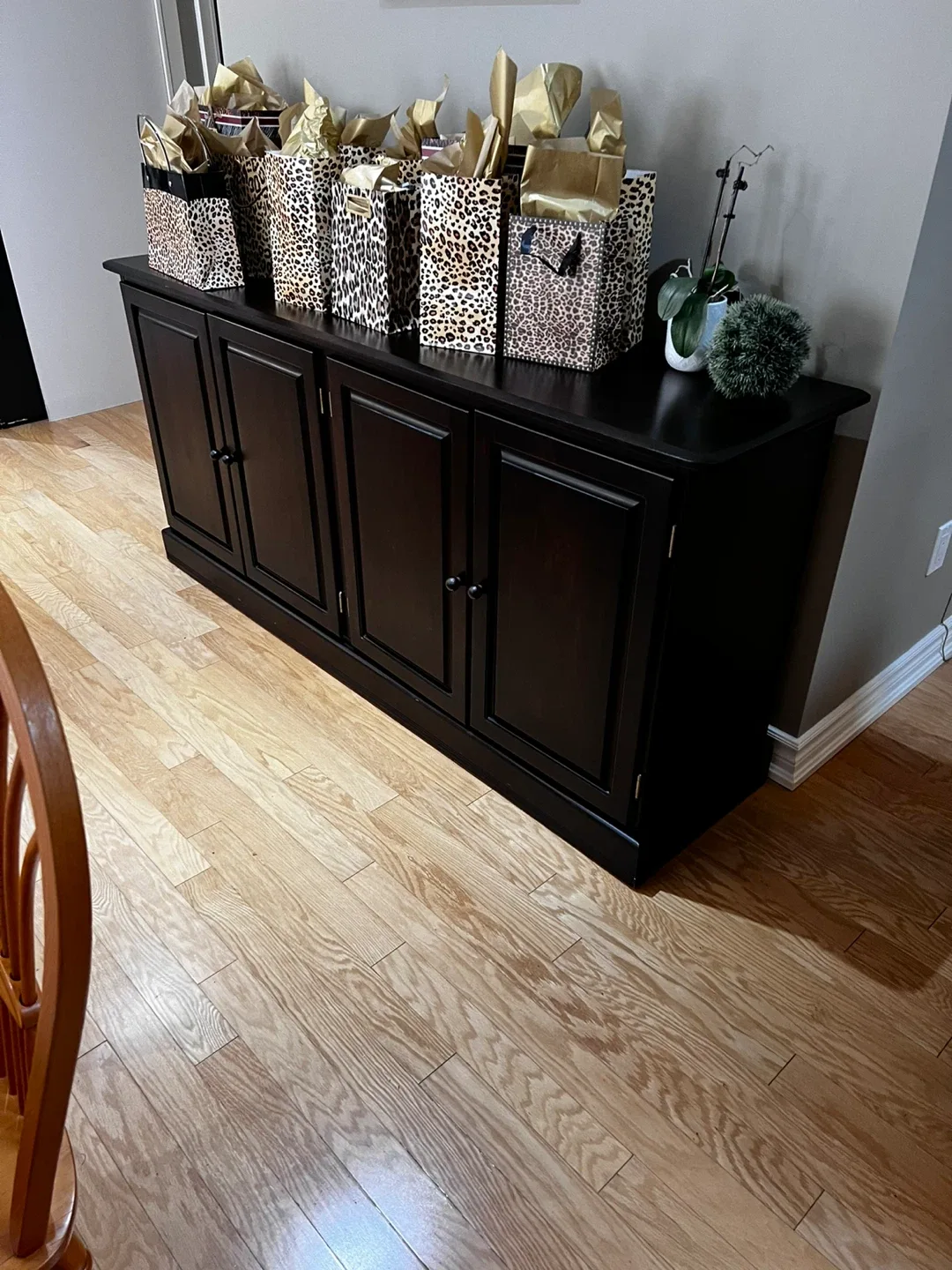 Dark Brown Wooden Cabinet/Hutch image indicator(2)