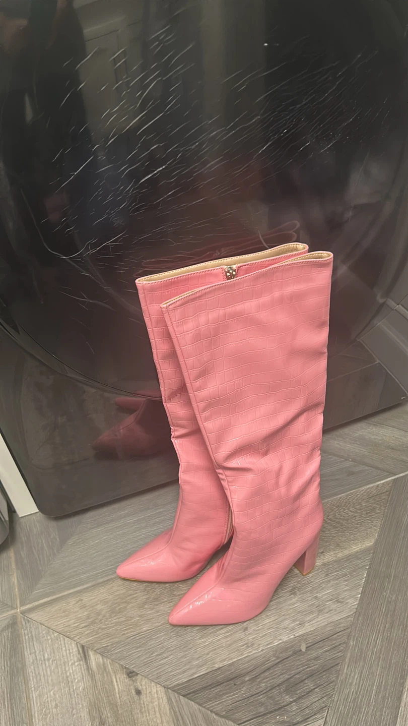 Pink Knee High Boots