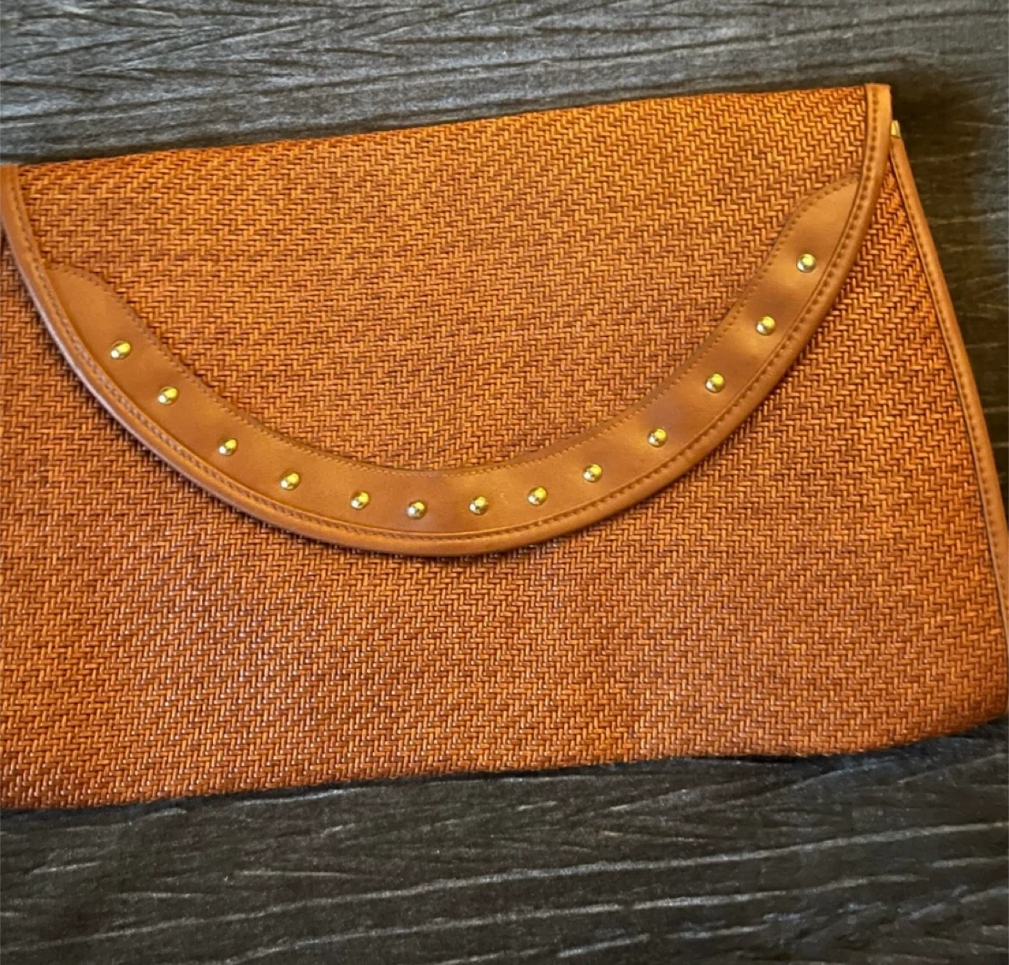 Vintage Brown Woven Clutch Purse made in Italy