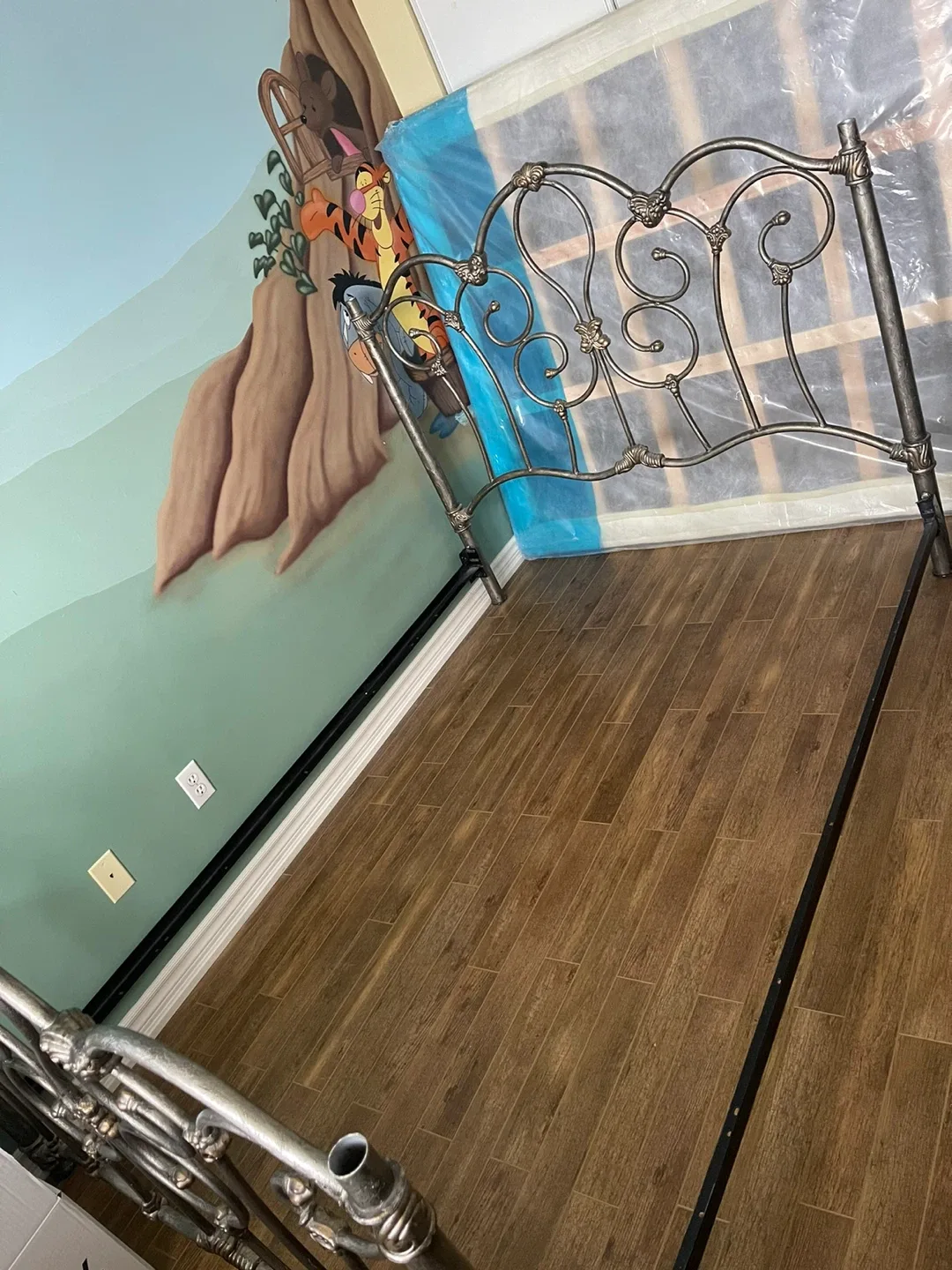 Queen Metal Bed Frame with Mattress and Box