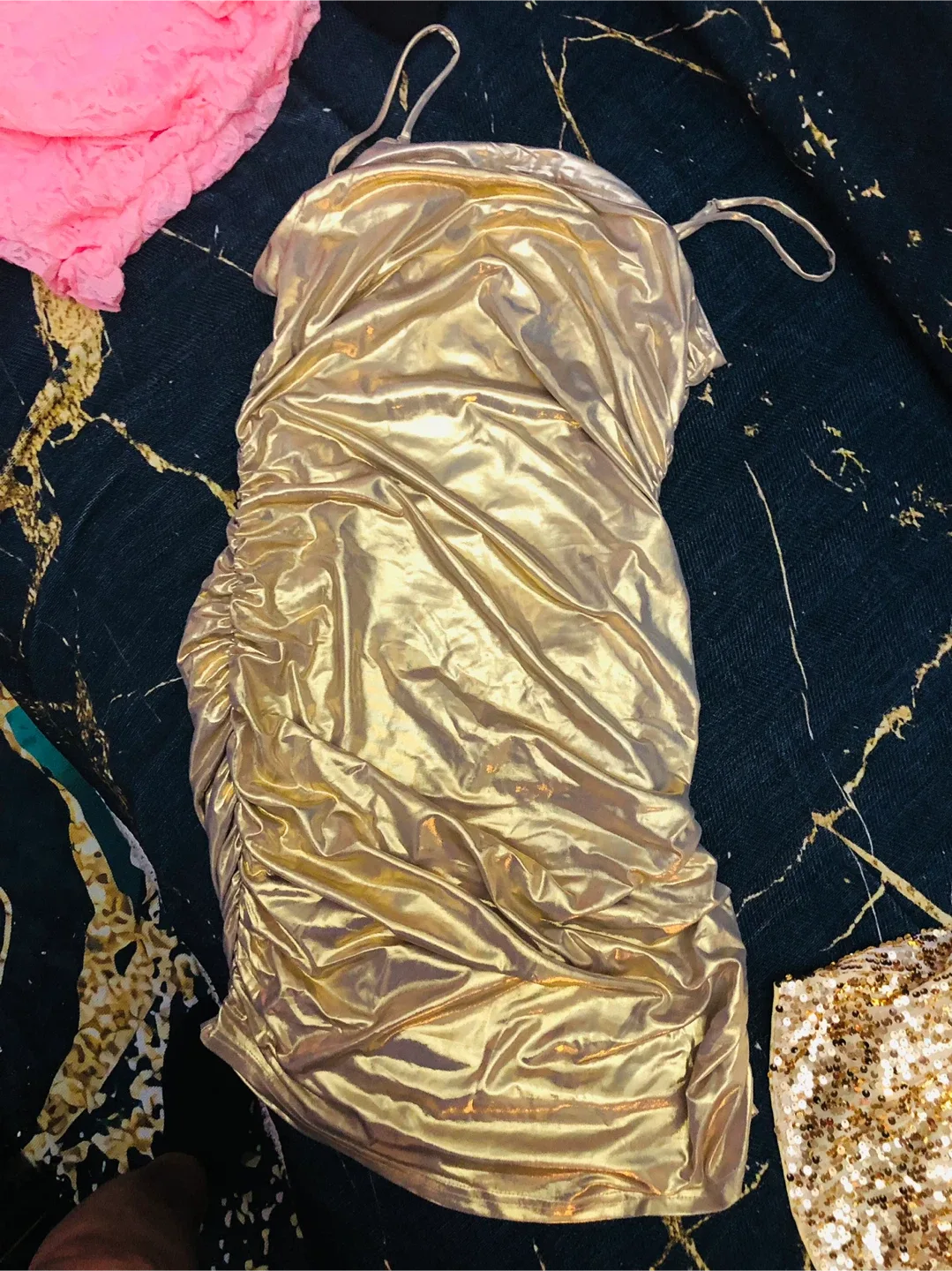 Christmas party dress , Gold Mini Dress brand new