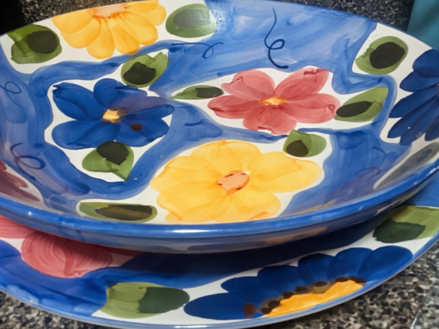 Hand Painted Floral Serving Bowl Set