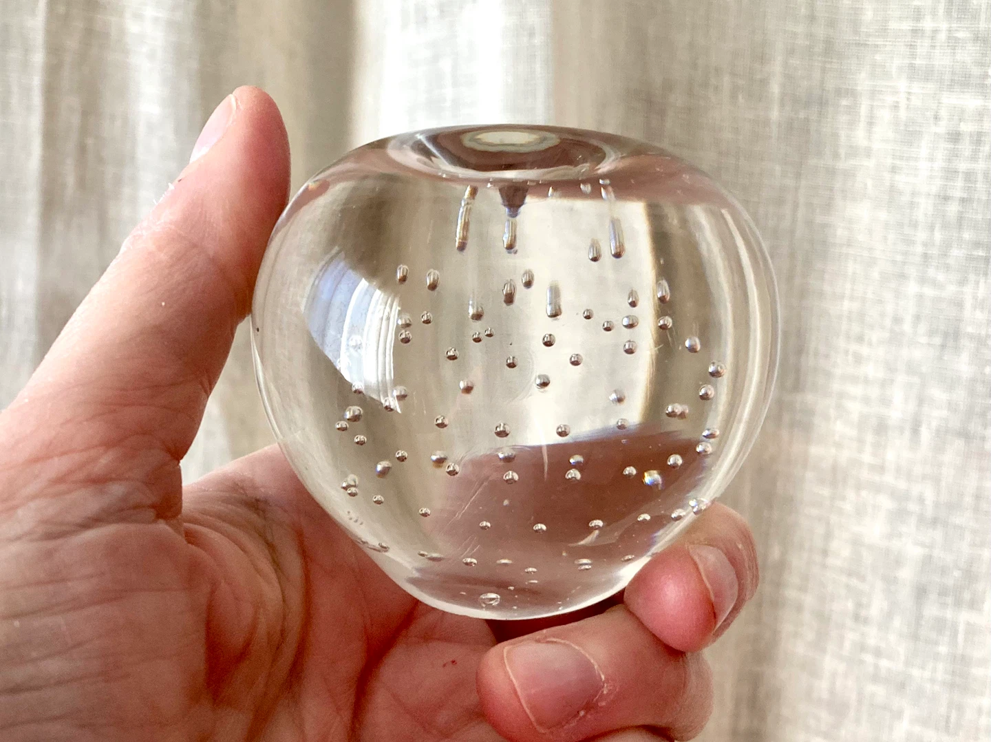 Vintage Hand Blown Glass Bubble Apple Paperweight - photo 2