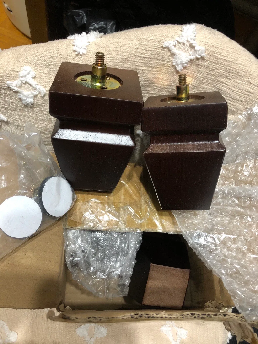 NEW-Set  of 4 Dark Brown Wood Furniture Legs