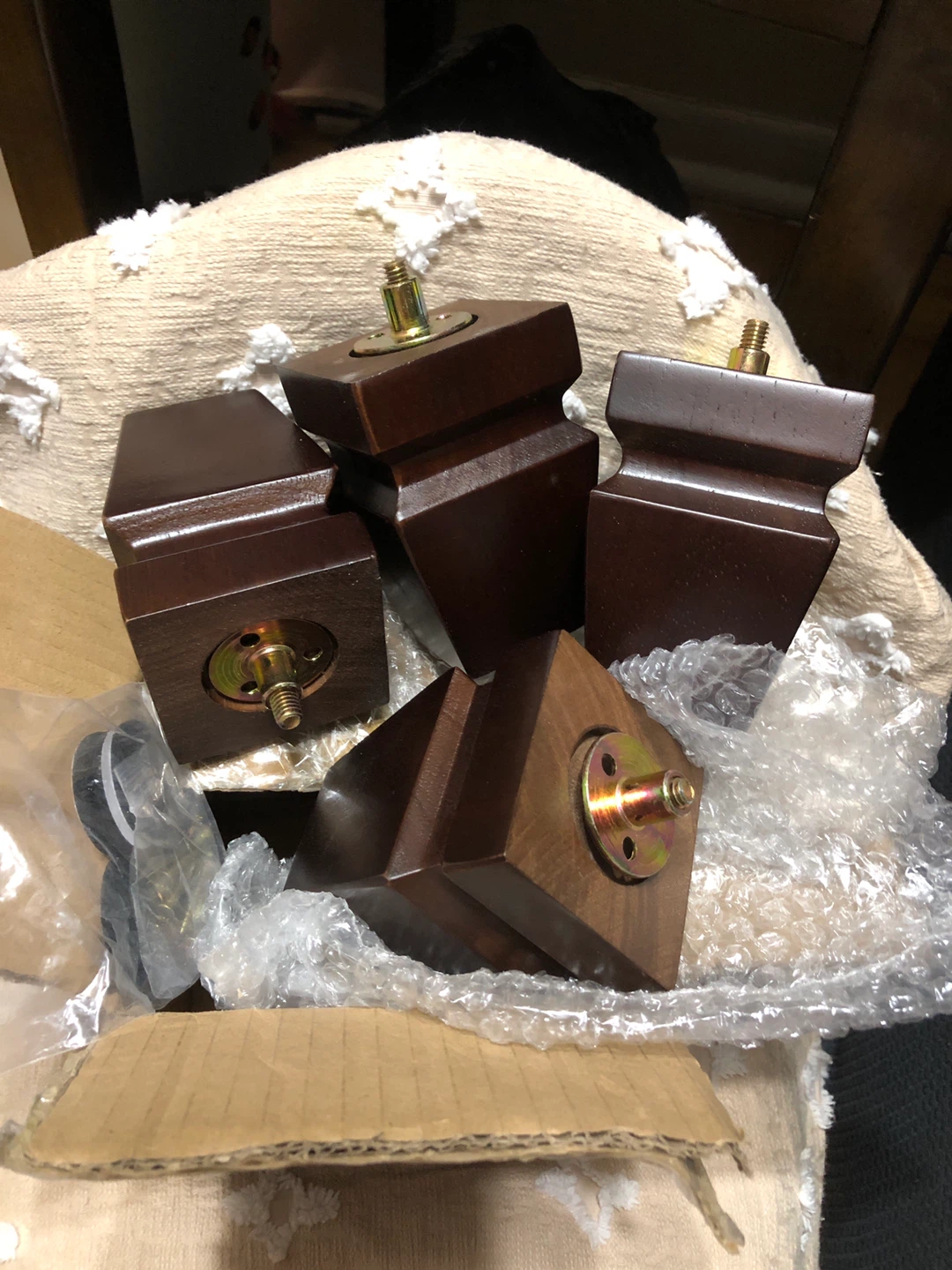 NEW-Set  of 4 Dark Brown heavy weight Wood Furniture Legs - photo 2