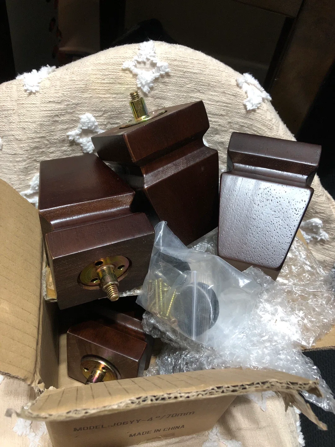 NEW-Set  of 4 Dark Brown Wood Furniture Legs image indicator(5)