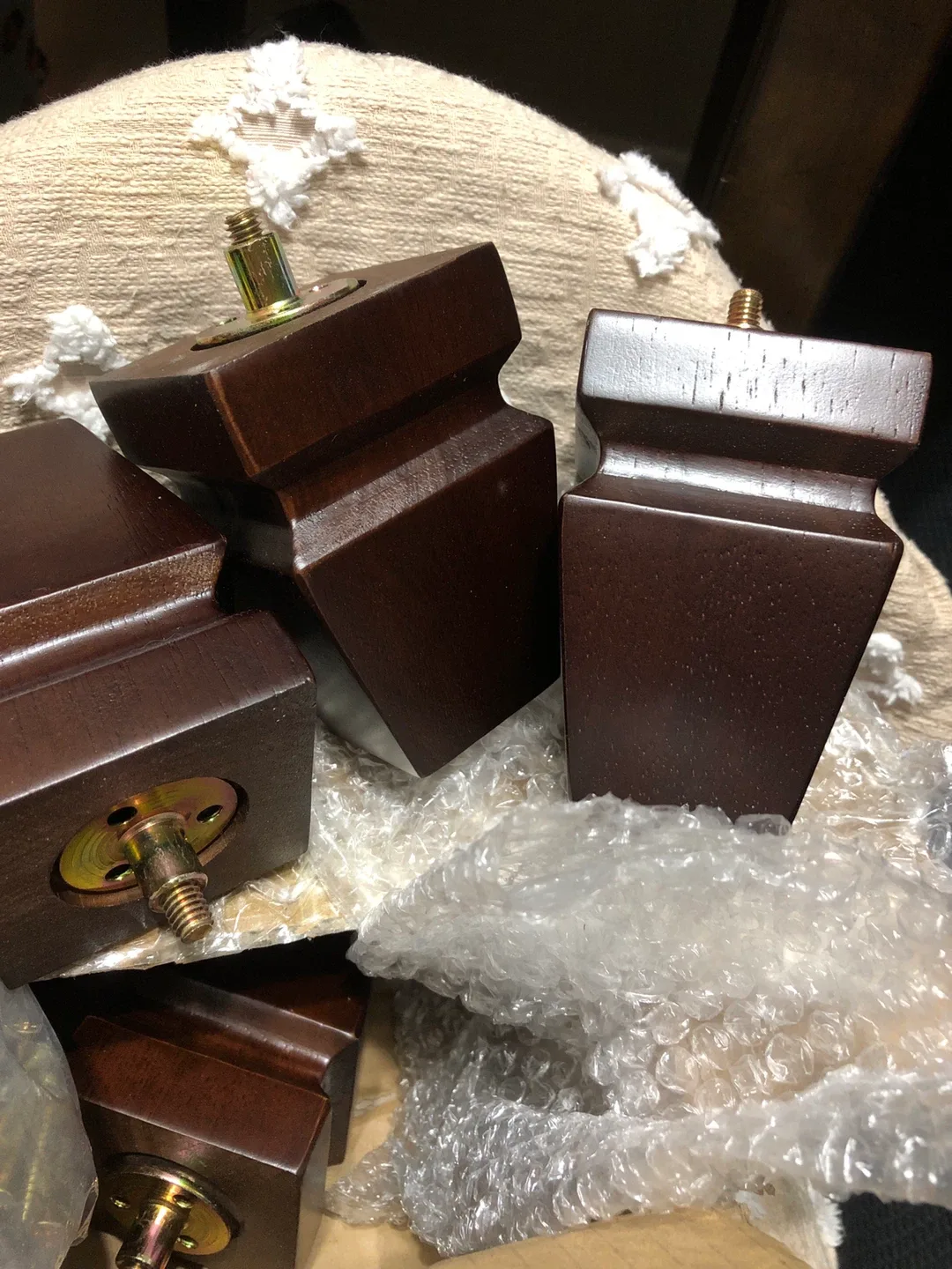 NEW-Set  of 4 Dark Brown Wood Furniture Legs image indicator(3)