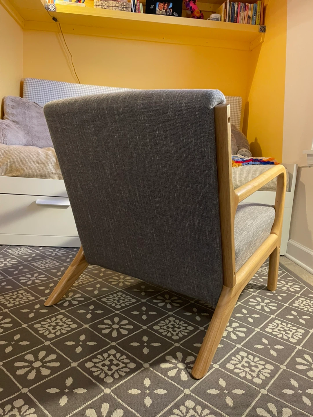 Mid Century Modern Gray Upholstered Light Wood Chair - photo 4