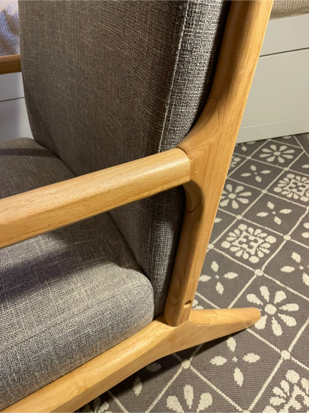 Mid Century Modern Gray Upholstered Light Wood Chair - photo 3