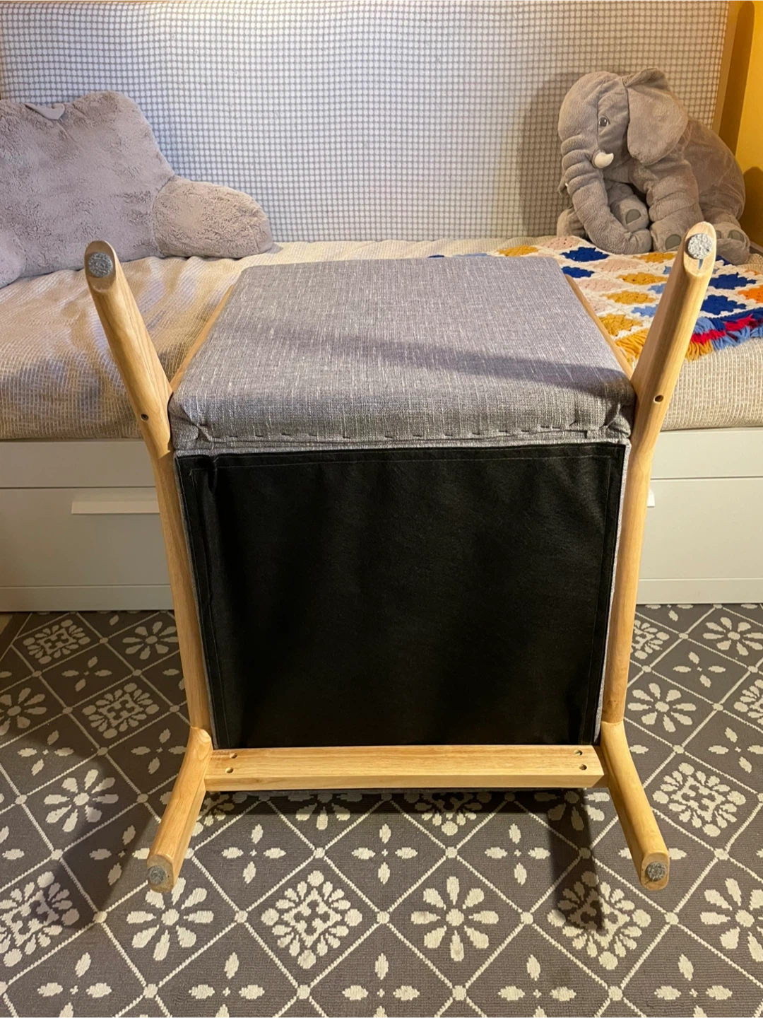 Mid Century Modern Gray Upholstered Light Wood Chair - photo 5