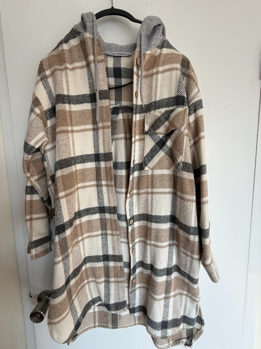Urban Modesty Plaid Hooded Shacket