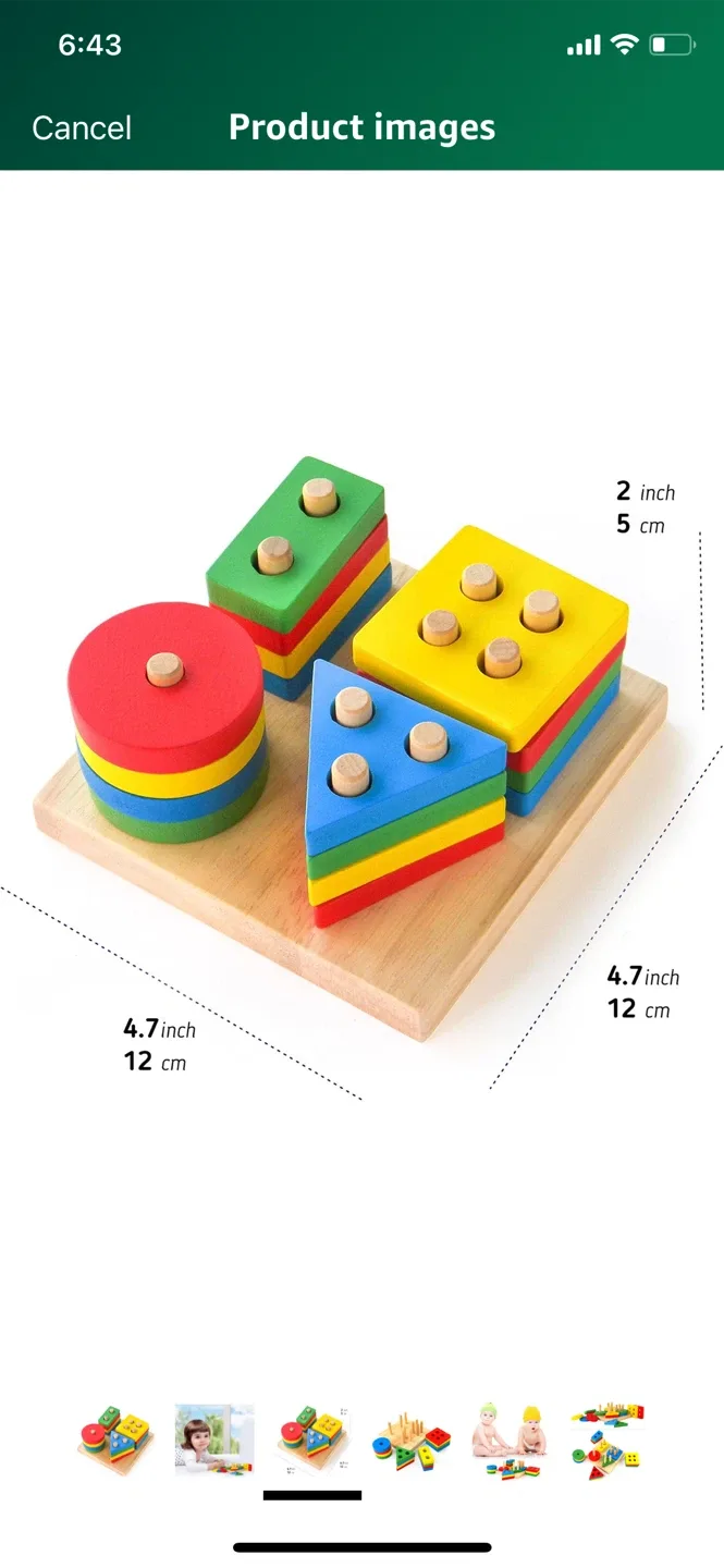NEW -Wooden Geometric Shape Sorter Puzzle Toy