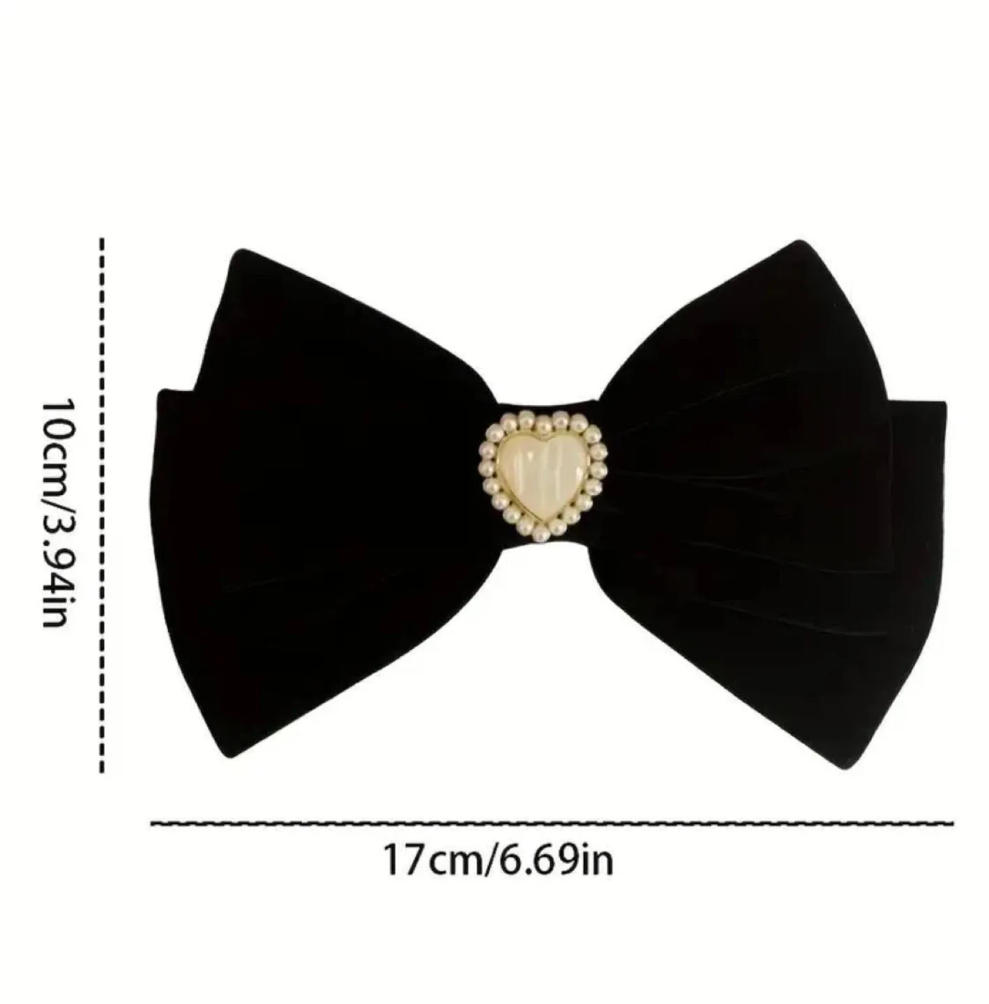 Black velvet bow with a pearl heart image indicator(6)
